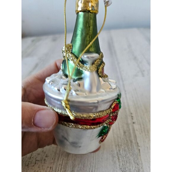 Glass 2000 Champagne bottle ornament ice celebration Xmas tree - Picture 3 of 7
